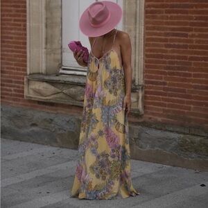 NWT Zara Floral Maxi Dress - Pink, Blue, Yellow sz m